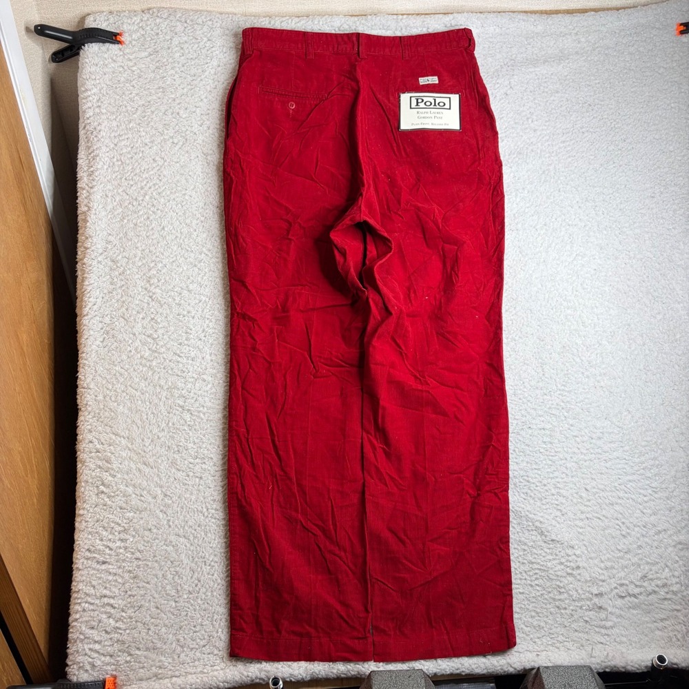 NEW Polo Ralph Lauren Gordon Pant Red Corduroy Relaxed Fit Made USA 36x32(34x32)